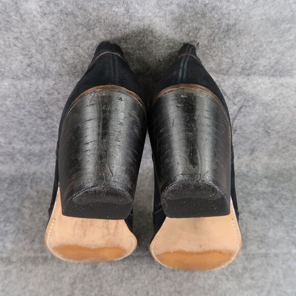 John Hardy Shoes Womens 8 Boots Leather Moto Biker Ankle Bootie Black Block Heel - Picture 11 of 13